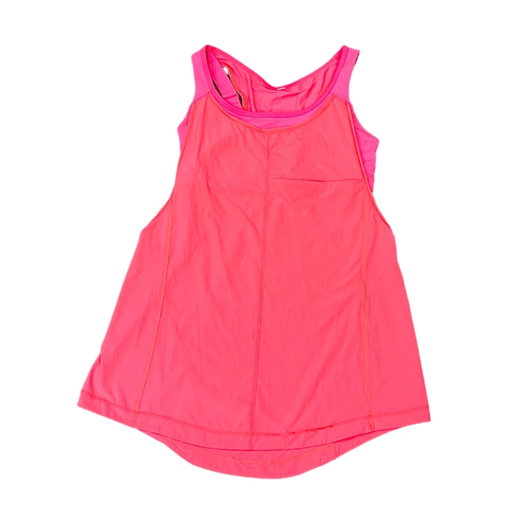 Lululemon Run for Your Money Tank Top Built in Bra Coral Pink Womens Size 8